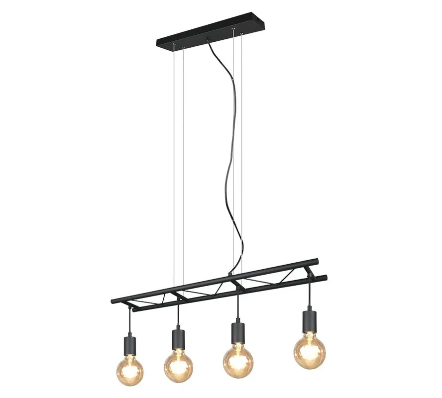 Olcsóbb Trio R30644002 mennyezeti függőlámpa Ladder 4x10W E27 - állítható magasság, fa, fekete