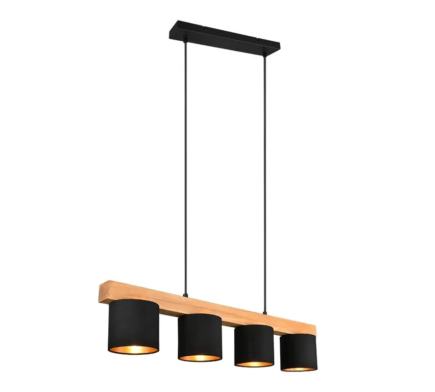 Trio R30654002 mennyezeti függőlámpa Cameron 4x28W E14 - állítható magasság, fa, fekete Végkiárusítás