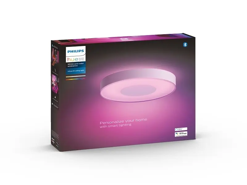 Philips Hue 41163/31/P9 LED mennyezeti lámpa Infuse M 1x33,5W 2350lm 2200-6500K RGB - Fehér és színes Ambiance, szabályozható, Bluetooth, fehér Legnépszerűbb