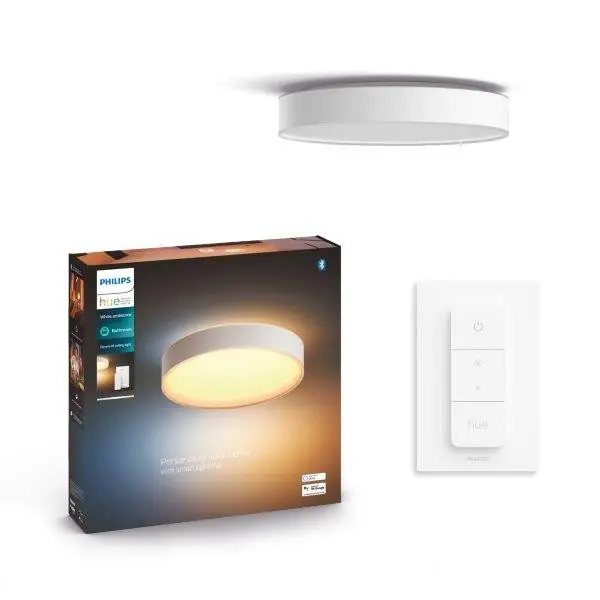 Philips Hue 41165/31/P6 LED fürdőszobai mennyezeti lámpa Devere M 1x19,2W 2450lm 2200-6500K IP44 - White Ambiance, Bluetooth, szabályozható, Hue Switch, fehér Biztonságos fizetés