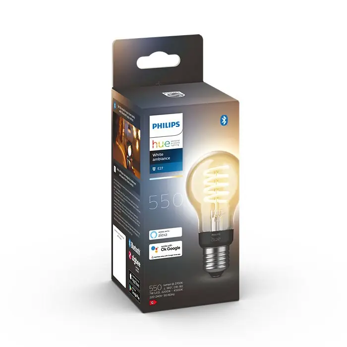 Expressz szállítás Philips Hue 8719514301429 LED szénszálas izzó A60 1x7W E27 550lm 2200-4500K - White Ambiance, szabályozható, Bluetooth
