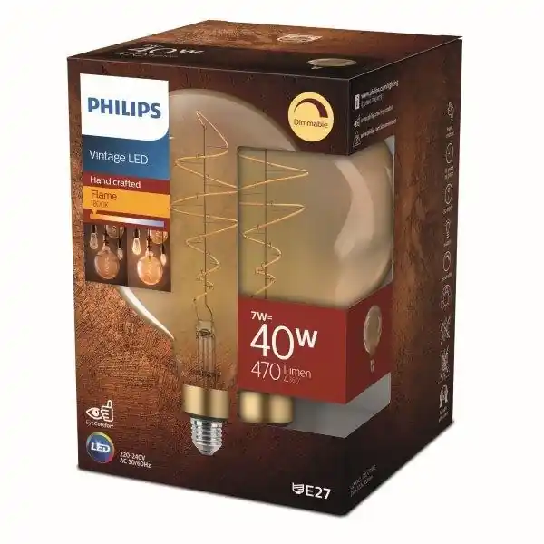 Végkiárusítás Philips 8719514313781 LED izzó 7W/40W E27 470lm 1800K G200 - szabályozható, arany