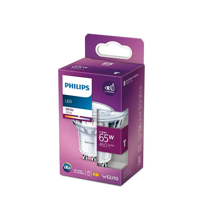 Végkiárusítás Philips 8719514308770 LED izzó 4,9W/65W GU10 460lm 3000K 36D