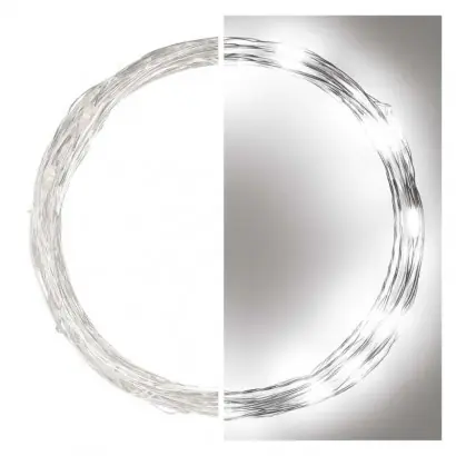 Akció Emos D3AC02 karácsonyi nano fényfüzér 4m 40 LED 2,4W IP44 - hideg fehér, időzítő, ezüst