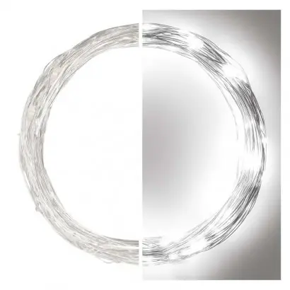 Korlátozott ajánlat Emos D3AC01 karácsonyi nano fényfüzér 10m 100 LED 3,6 W IP44 - hideg fehér, időzítő, ezüst