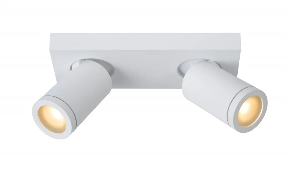 Lucide 09930/10/31 mennyezeti spotlámpa 2x5W LED GU10 2x320lm 2200K/3000K IP44 - az izzó a csomag tartalma, fehér, állítható, szabályozható, CCT Akció