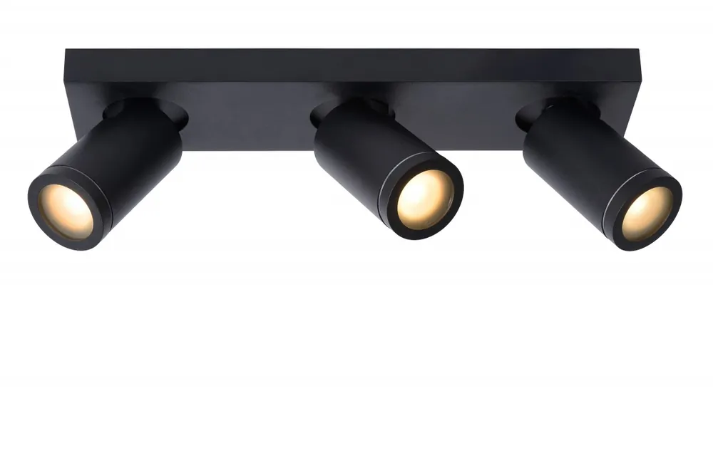 Utolsó esély Lucide 09930/15/30 mennyezeti spotlámpa 3x5W LED GU10 3x320lm 2200K/3000K IP44 - az izzó a csomag tartalma, fekete, állítható, szabályozható, CCT