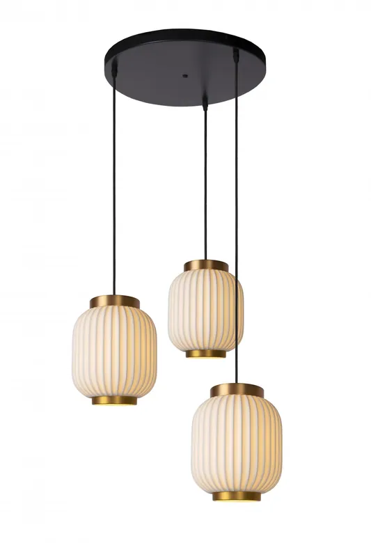 Lucide 13435/03/31 mennyezeti függőlámpa Gosse 3x40W E27 - fehér, porcelán, szabályozható Népszerű