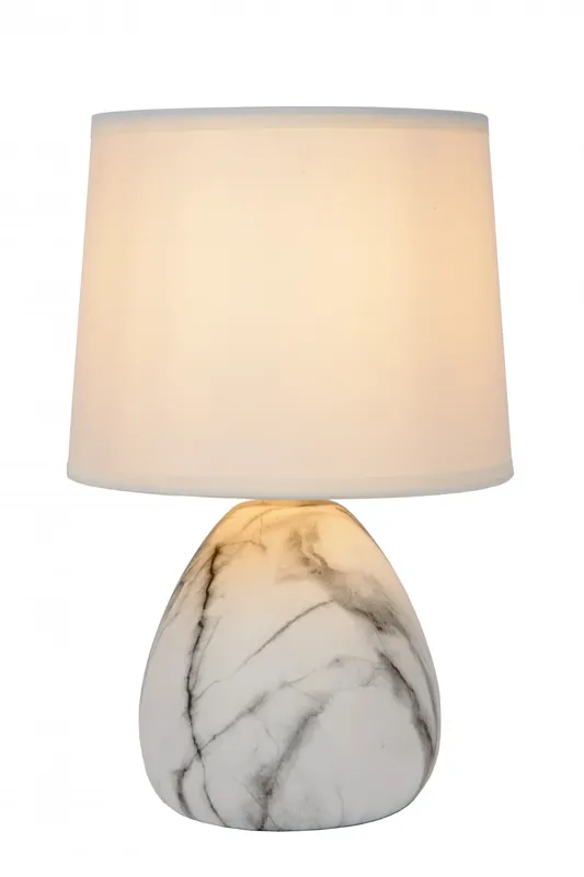 Exkluzív ajánlat Lucide 47508/81/31 asztali kislámpa Marmo 1x40W E14 - fehér, kerámia, kábelkapcsoló
