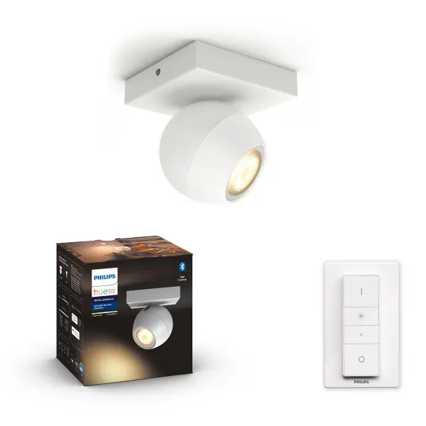 Philips Hue 8719514339224 fali vagy mennyezeti spotlámpa Buckram 1x5W GU10 350lm 2200-6500K - White Ambiance, Bluetooth, távirányító, szabályozható, fehér Vedd meg online