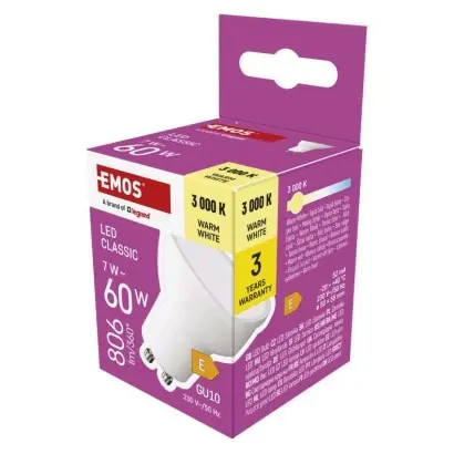 EMOS ZQ8E42 LED izzó CLASSIC 7W integrált LED forrás 806lm 3000K Csak ma