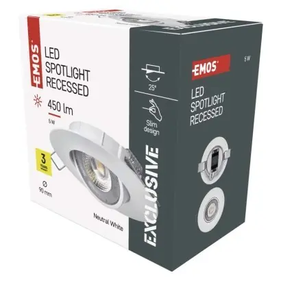 Vásárlói kedvenc EMOS ZD3122 LED süllyeszthető lámpa SIMMI 5W integrált LED forrás 450lm 4000K